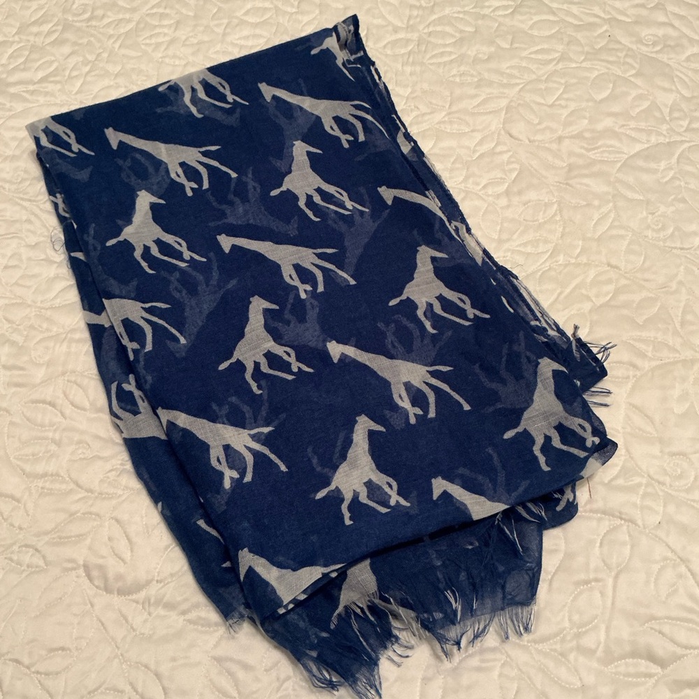Royal Blue Scarf/wrap with giraffe Pattern